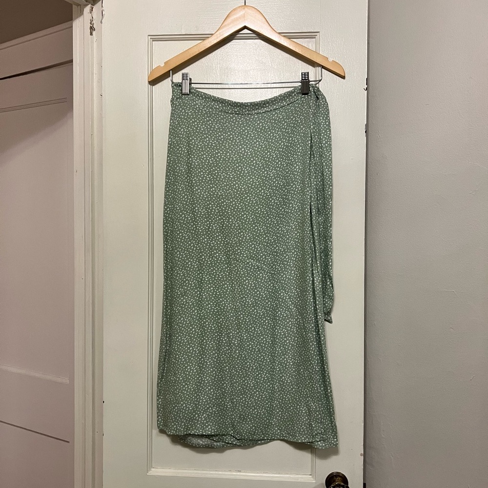 Polka Dot Green Wrap Skirt
